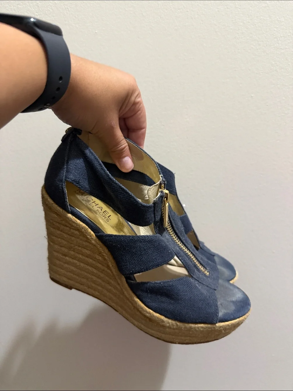 Michael Kors Navy Wedge Espadrille Sandals - Women